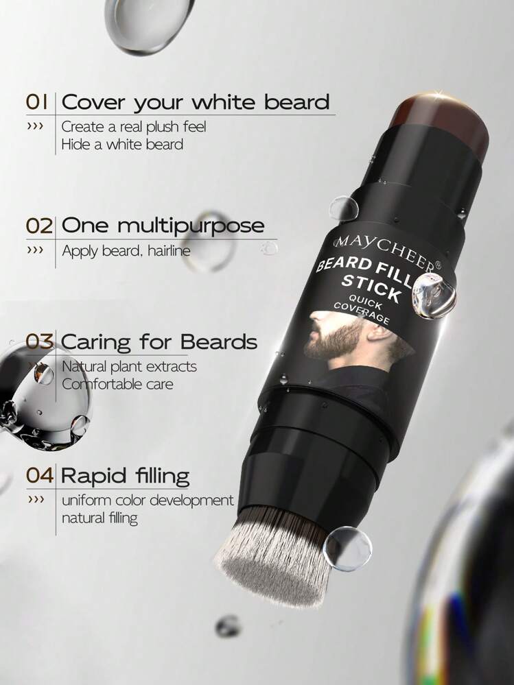 Lápiz delineador y cepillo para barba 2 en 1 - Barra de relleno para barba de larga duración, resistente al agua, inodora y de acabado natural para hombres con bigote y pelo. Regalo para el Día del Padre, el Día de San Valentín, regalo para el novio - Multicolor - Añade 2