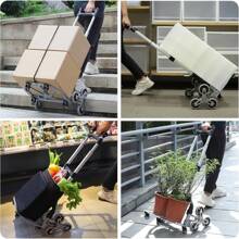 Folding Hand Truck Aluminium Stair Climbing Cart With 10 Wheels Lightweight Collapsible Dolly Truck Portable Hand Trolley With Cord For Indoor Outdoor Travel Shopping Outdoor Decor