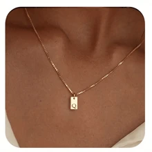 1pc Personalized Delicate Initial Letter Pendant Necklace, Customized Engraved Letter Pendant Necklace With Chain, Simple Name Necklace, Women Personalized Jewelry Gift, Bridesmaid Gift