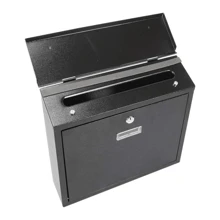 Wall-Mounted Post Box With Lock With Rotating Lid, Lockable Weatherproof Large Letter Lostal Newspaper Boxes For Outside Or Door, 35x32x9cm - Black - View 9