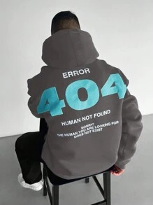 男士时尚潮流风格简约字母泡泡印花连帽运动衫 - 淺灰色 - 查看 2