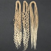Extensiones de rastas de 24 pulgadas, estilo bohemio, de 3 en 1 con extremos rizados, juego de rastas hechas a mano de 15 hebras en estilo hippie y bohemio