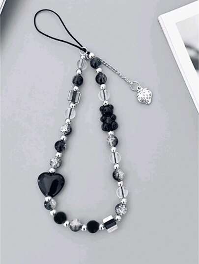 1pc Black Strawberry Dark Black Love Dark Style Y2K Mobile Phone Lanyard Mobile Phone Charm Compatible Camera Lanyard Key Chain Schoolbag Decoration Clothing Accessories, Mysterious Dark Sweet Cool Hot Style Ins Style Gifts For Mother, Family, Friends, Birthday, Holiday Phone Chain