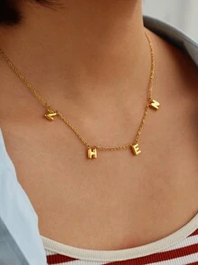 1 件个性化泡泡字母项链精致间隔 3D 字母不锈钢链项链定制珠宝配饰圣诞礼物 - 彩色 - 查看 3