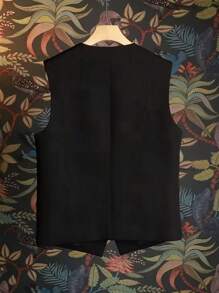 Conjunto de ropa de primavera nueva para mujer. Es un chaleco sin mangas de estilo holgado diseñado por diseñadores de moda, que le da un aspecto de alta gama. Tiene botones y se puede usar como una capa base para ocasiones formales como fiestas, banquetes o simplemente como una prenda superior. Es un chaleco de traje sin mangas. Chaqueta de punto ligera para mujer que también es adecuada para usar en una cita de San Valentín.