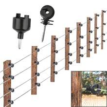 50PCS Electric Fence Screw In Ring Insulators For Wooden Post Fencing Wire Tape Rope - Black - View 1