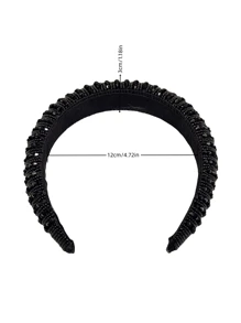 1 Băng đô xốp Baroque đính hạt thủ công cho nữ, Kẹp tóc đính đá, Phụ kiện tóc thời trang - màu đen - Xem 5