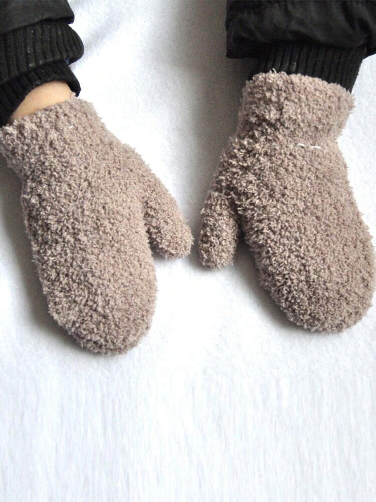 1 Pair 0-4 Years Old Plush Thick Warm Baby Gloves, Winter Plus Plush Children Full Finger Gloves - 1Pair - View 7