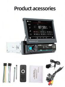 7" Car Stereo MP5 Player Radio Single 1 DIN USB Flip Out Touch Screen Bluetooth USB AUX SWC Type C Camera Head Unit