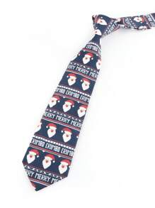 1 件男士 8 厘米圣诞限量圣诞老人/雪人/拐杖糖元素复古领带，适合圣诞派对正式服装配饰 - 藏蓝色 - 查看 5