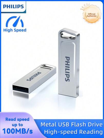 PHILIPS Unidad flash USB PHILIPS de 128 GB, velocidad de lectura de hasta 100 MB/s, pendrive USB de metal robusto para teléfonos Android, tabletas, computadoras, automóviles y televisores