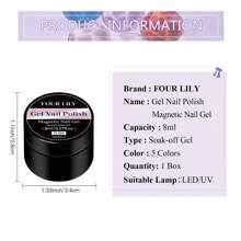 FOUR LILY 5pcs Magnetic Cat Eye UV/LED Gel Nail Polish Set, Shiny Glass Bead Effect, Long-Lasting Salon-Quality Manicure Experience At Home - Multicolor - View 6