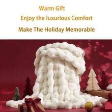 Rabbit Fur Plush Blanket Bedding Throw,Thick Warm Bubble Throw For Bed,Cozy Plush Reversible Blankets For Couch, Chair, Sofa Thanksgiving Christmas-Gifts Warm Thermal Blanket For Winter New Year Festival Queen Twin King Size - Màu be - Xem 6