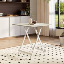 LIVINGANDHOME Living And Home Folding Wooden Dining Table - White - View 2