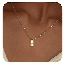 1pc Personalized Delicate Initial Letter Pendant Necklace, Customized Engraved Letter Pendant Necklace With Chain, Simple Name Necklace, Women Personalized Jewelry Gift, Bridesmaid Gift