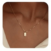 1pc Personalized Delicate Initial Letter Pendant Necklace, Customized Engraved Letter Pendant Necklace With Chain, Simple Name Necklace, Women Personalized Jewelry Gift, Bridesmaid Gift