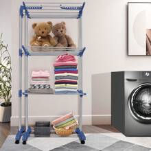 Drying Rack - Clothes Rack - Tumble Dryer - Extendable - Large Capacity - 75-142.5*64*170 Cm - 3 Levels - 藍 - 查看 3