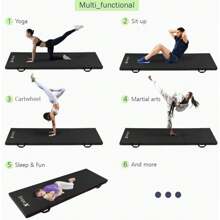 Folding Gymnastics Exercise Mat - Home Gym Mats With Carry Strap 5cm Thick Foam Nonslip Soft PU Leather For Yoga/Tumbling/Camping/Pilates/Martial Arts Training/Floor Workout - Black - View 6