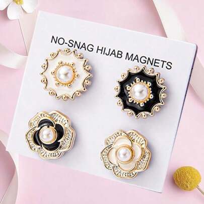 便捷磁性围巾别针 | 多用途高品质围巾磁铁 | 水钻/珍珠围巾别针、纽扣、黑白磁性围巾别针。黑白便捷围巾磁铁，多用途，强磁围巾夹、纽扣和无针胸针。适用于围巾、帽子、衬衫、衣领、披肩和服装。