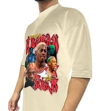 Basic Oversized Printed T-SHIRTS Shirt 100% Cotton Unisex Denis Basketball Print - 米色 - 查看 3