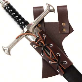 Medieval Knight Viking Sword Stand, Dual Hanging PU Leather Scabbard, Halloween Costume Prop, LARP Party Supplies, Photo Prop, Stage Performance Accessory