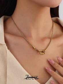1 chiếc dây chuyền thép không gỉ mạ vàng 18K, dây chuyền vàng, quà tặng trang sức cho nữ - vòng cổ - Xem 2
