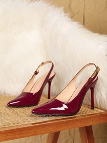 女士尖头镂空细高跟鞋，性感柠檬装饰夏季一脚蹬凉鞋，适合派对和约会，娇小，4 英寸/10 厘米，尺码 33-42