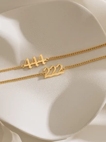 Custom Angle Number Bracelet, 18K Gold-Plated Stainless Steel Adjustable Bracelet, Couple Bracelet,111, 444, 333, 222 Spiritual Angel Number, Luck Number Bracelet, Suitable For Women, Personalized Gift For Friends, Couples And Family, Special Design Birthday Gift Jewelry