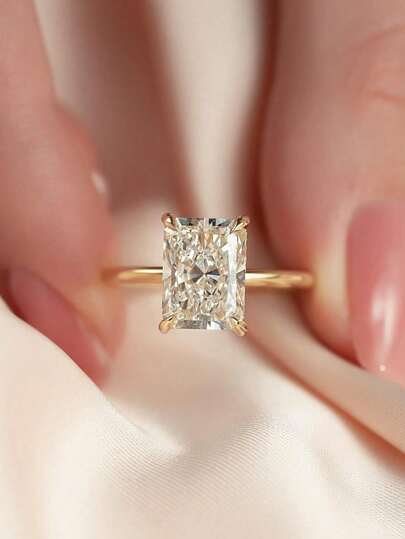 Stylever 1 件优雅方形戒指，女士 925 纯银承诺戒指，永恒戒指，周年纪念戒指，奢华珠宝，女士礼物