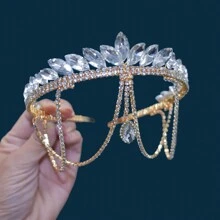 1 Stück Silber & Gold Braut Haarschmuck für Frauen, handgefertigter kronen-förmiger Haarreif für Hochzeit, Verlobung, Abschlussball