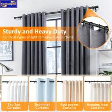 1pc Black Window Curtain Rod Set With Brackets, Adjustable Length, 1.6cm Diameter Metal Rod, Easy Installation Supports, Modern & Minimalist Style, Matte Black Design, Suitable For Sheer Bathroom Curtains Home Bathroom Decor Fall Decor Bathroom Accessories Back To School - Multicolor - View 6