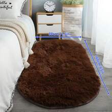 1 块柔软蓬松椭圆形防滑防潮地毯适用于卧室、更衣室、客厅、入口通道 - 大型毛茸茸地毯 - 棕色 - 查看 11