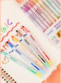 双头变色荧光记号笔绘画美术用品套装，适合学生使用