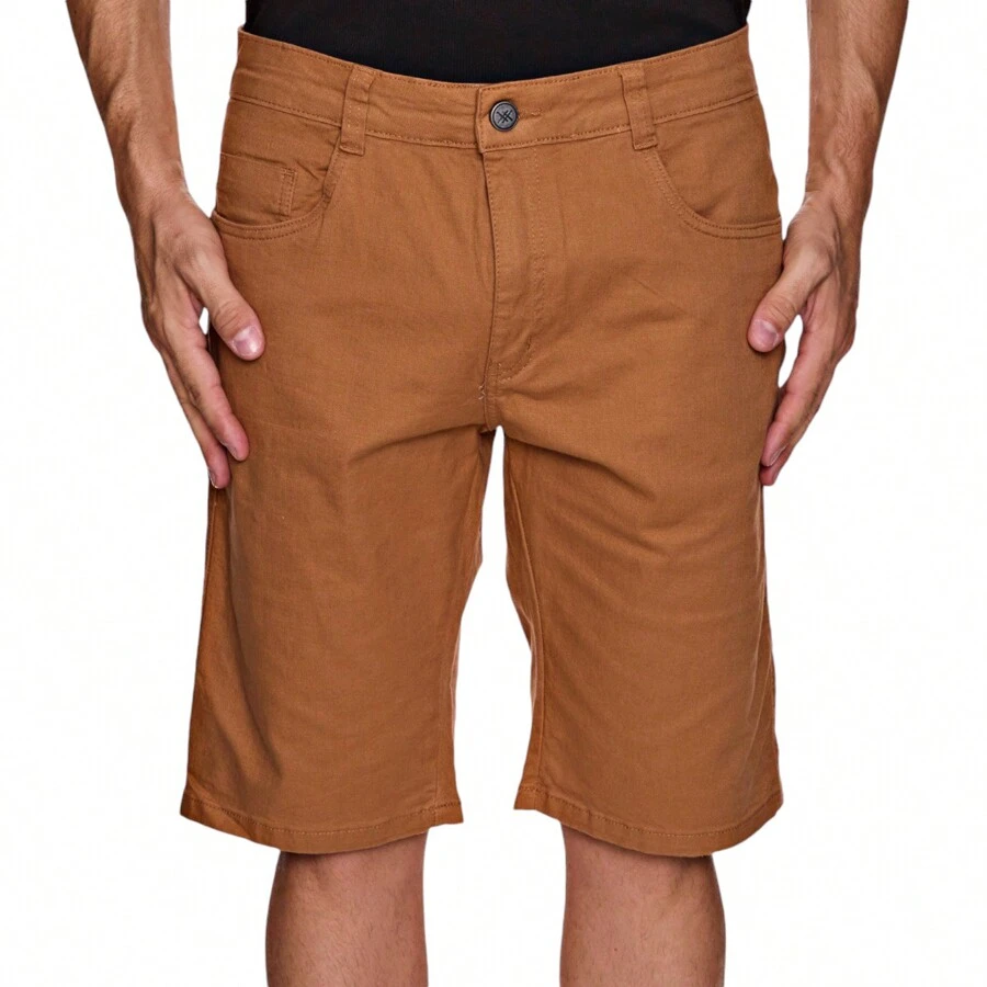 Men's Bermuda Shorts In Thick And Comfortable Colored Twill - 金色 - 查看 1