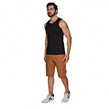 Men's Bermuda Shorts In Thick And Comfortable Colored Twill - 金色 - 查看 5