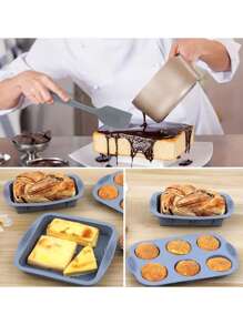 6pcs/Set Silicone Baking Tools Kit, Non-Stick Baking Trays, Cake, Bread, Muffin, Toast, Mousse Molds - Suitable For Christmas, Halloween, Easter, Kitchen Baking Tools