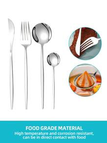 1/4/12/24pcs Stainless Steel Tableware Set ,Elegant 1/4/12/24-Piece Golden Cutlery Set ,Flatware Set With Golden Finish, Reusable Dinner Knives, Forks, Spoons, Teaspoons For Home And Everyday Use