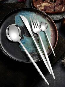 1/4/12/24pcs Stainless Steel Tableware Set ,Elegant 1/4/12/24-Piece Golden Cutlery Set ,Flatware Set With Golden Finish, Reusable Dinner Knives, Forks, Spoons, Teaspoons For Home And Everyday Use