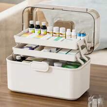 Large Capacity Family Medicine Storage Box - Portable First Aid Kit With Sliding Doors, Foldable Design For Easy Organization - Multicolor - View 1