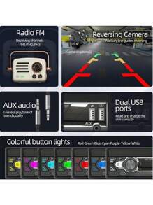 7" Car Stereo MP5 Player Radio Single 1 DIN USB Flip Out Touch Screen Bluetooth USB AUX SWC Type C Camera Head Unit