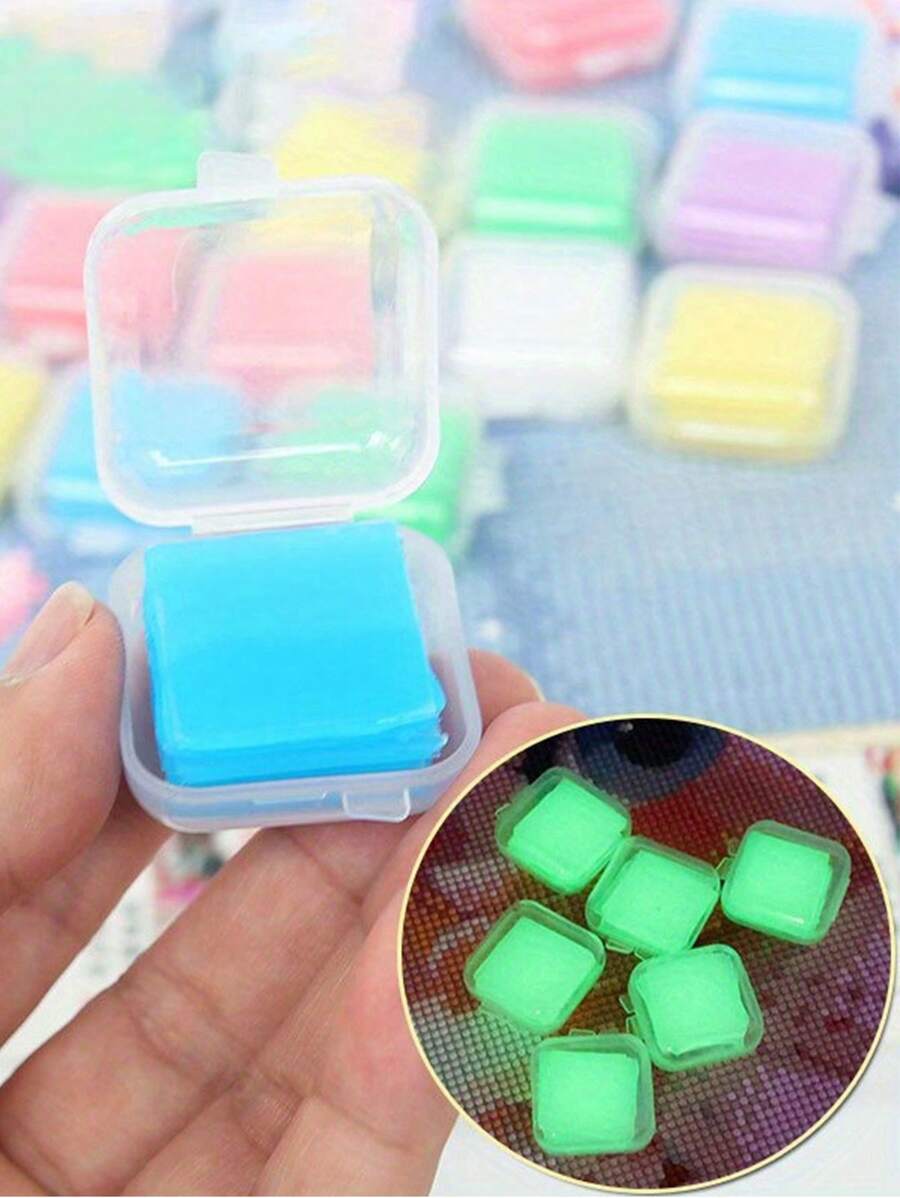 6 件/盒夜光钻石画蜡胶粘土带收纳盒，DIY 钻石画配件，胶蜡工具 DIY 工艺用品 - 彩色 - 查看 1