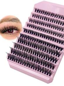 Pestañas postizas de 40D, 200 piezas de 8mm-16mm Extensiones de pestañas individuales con rizado en forma de racimo, de estilo natural y suave para aplicar en casa de forma DIY - D - Ver 6