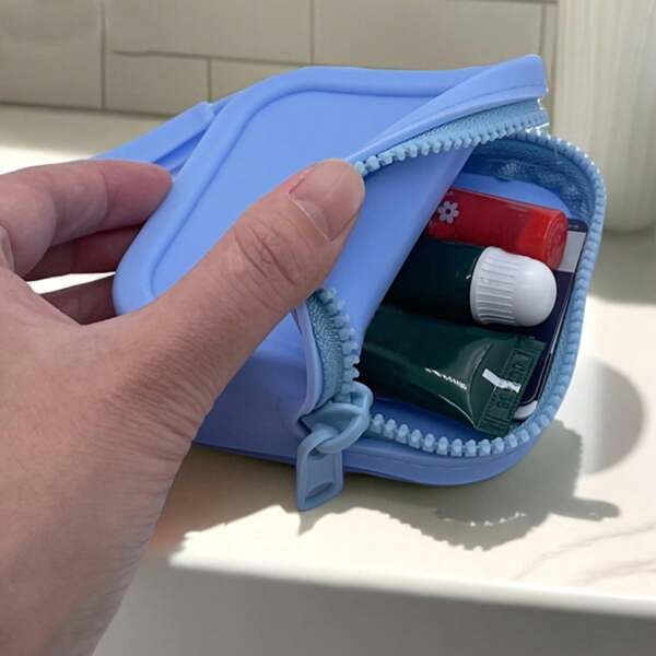 1 Stück Mädchen Mini Macaron-farbige Silikon Aufbewahrungstasche für Lippenstift, Ohrhörer und Schlüssel, boho Atmosphäre