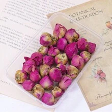 1 pacote (30g) Material de flores secas naturais - botões de rosa espinheiro vermelho, miosótis azul, decoração de flores preservadas para café, restaurante, mesa, sabonete faça você mesmo, vela, artesanato floral