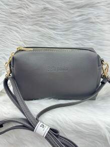 Women's Adjustable Crossbody Bag With 3 Compartments And Strap, Small Lightweight Bag - 灰色 - 查看 2