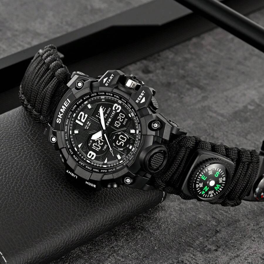 Skmei 1155B 模拟数字手表防水 50 夜光计时码表户外旅行探险 - 均碼 - 查看 1