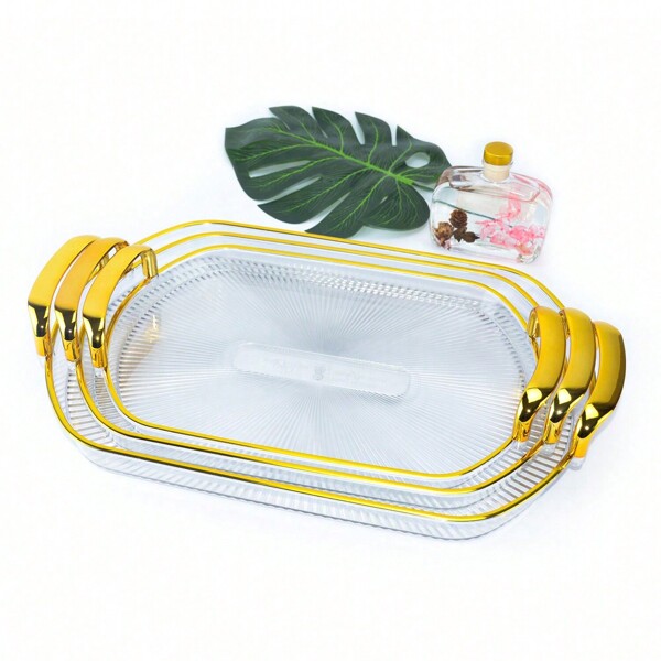 3 pezzi Set di vassoi acrilici per frutta/caramelle/spuntino, di forma ovale, piatti da portata decorativi per feste, antipasti, ristoranti, cucina, regalo di Natale