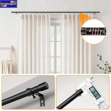 1pc Black Window Curtain Rod Set With Brackets, Adjustable Length, 1.6cm Diameter Metal Rod, Easy Installation Supports, Modern & Minimalist Style, Matte Black Design, Suitable For Sheer Bathroom Curtains Home Bathroom Decor Fall Decor Bathroom Accessories Back To School - Multicolor - View 8