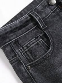 Quần Jeans Denim Ôm Vừa Vặn, Túi Bên Hông Phong Cách Châu Âu & Mỹ Cho Nam - màu đen - Xem 7