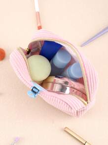 1/2 piezas Bolsa de maquillaje cuadrada de pana, para mujer y hombre, bolsa de aseo plana, organizador de maquillaje, bolsa de cosméticos de viaje